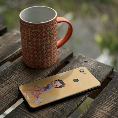 Betty Boop With Puppy Orange Background Google Pixel 3a XL Skin